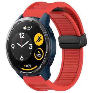 For Xiaomi Watch S1 Active Window Blind Magnetic Buckle 22mm Silicone Watch Band(Red)