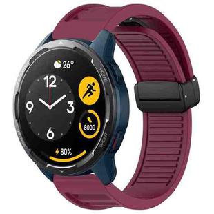 For Xiaomi Watch S1 Active Window Blind Magnetic Buckle 22mm Silicone Watch Band(Wine Red)