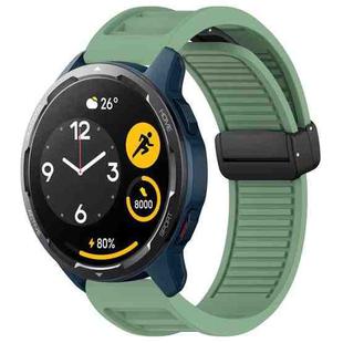 For Xiaomi Watch S1 Active Window Blind Magnetic Buckle 22mm Silicone Watch Band(Pine Green)