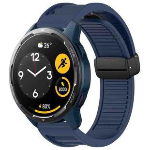 For Xiaomi Watch S1 Active Window Blind Magnetic Buckle 22mm Silicone Watch Band(Midnight Blue)