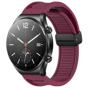 For Xiaomi Watch S1 Window Blind Magnetic Buckle 22mm Silicone Watch Band(Wine Red)