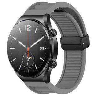 For Xiaomi Watch S1 Window Blind Magnetic Buckle 22mm Silicone Watch Band(Dark Grey)