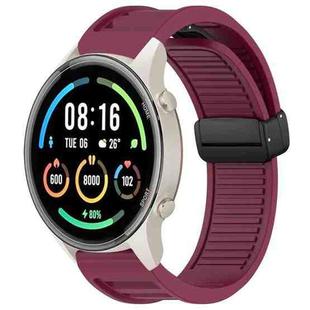 For Xiaomi Watch Sport Window Blind Magnetic Buckle 22mm Silicone Watch Band(Wine Red)