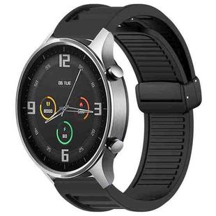 For Xiaomi Watch Color Window Blind Magnetic Buckle 22mm Silicone Watch Band(Black)