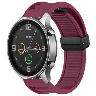 For Xiaomi Watch Color Window Blind Magnetic Buckle 22mm Silicone Watch Band(Wine Red)