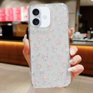 For iPhone 16 Plus Spring Garden Epoxy TPU Phone Case(F05 Pink and White Flowers)