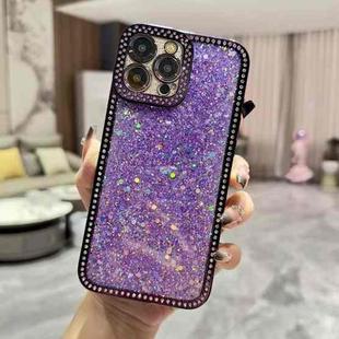 For iPhone 15 Pro Max Diamond Glitter Sequins TPU Phone Case(Purple)