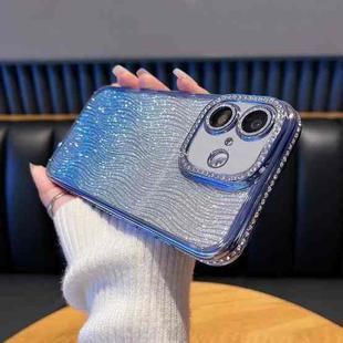 For iPhone 16 Plus Diamond Water Ripple Gradient Glitter TPU Phone Case(Blue)