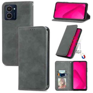 For HMD Pulse Pro Retro Skin Feel Magnetic Flip Leather Phone Case(Grey)