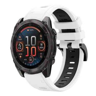 For Garmin Fenix 8 AMOLED 47mm Sports Two Color 22mm Silicone Watch Band(White+Back)