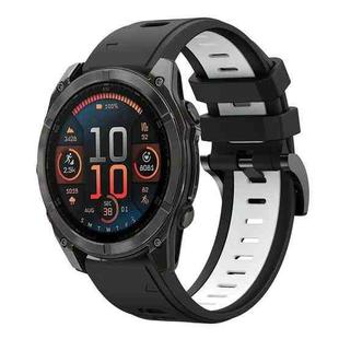 For Garmin Fenix 8 AMOLED 47mm Sports Two Color 22mm Silicone Watch Band(Black+White)