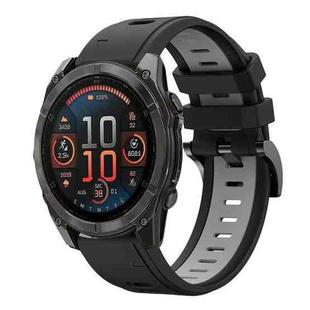 For Garmin Fenix 8 AMOLED 47mm Sports Two Color 22mm Silicone Watch Band(Black+Grey)