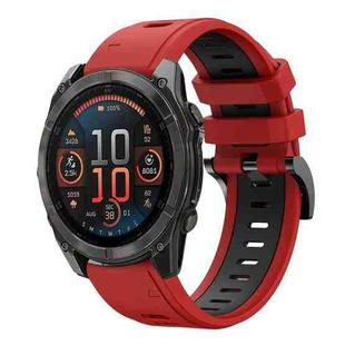 For Garmin Fenix 8 AMOLED 47mm Sports Two Color 22mm Silicone Watch Band(Red+Black)