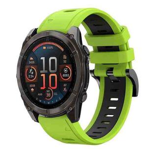 For Garmin Fenix 8 AMOLED 47mm Sports Two Color 22mm Silicone Watch Band(Lime+Black)