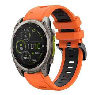 For Garmin Fenix 8 MIP 47mm Sports Two Color 22mm Silicone Watch Band(Orange+Black)