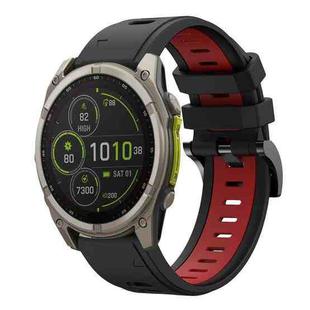 For Garmin Fenix 8 MIP 47mm Sports Two Color 22mm Silicone Watch Band(Black+Red)