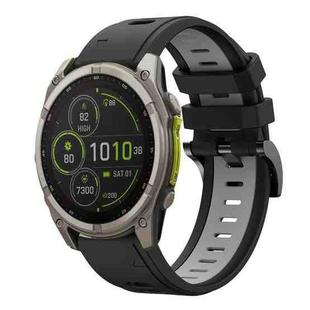 For Garmin Fenix 8 MIP 47mm Sports Two Color 22mm Silicone Watch Band(Black+Grey)