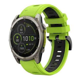 For Garmin Fenix 8 MIP 47mm Sports Two Color 22mm Silicone Watch Band(Lime+Black)