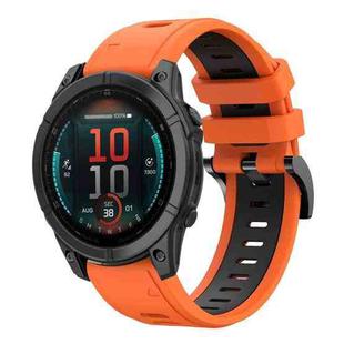 For Garmin Fenix E 47mm Sports Two Color 22mm Silicone Watch Band(Orange+Black)