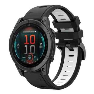 For Garmin Fenix E 47mm Sports Two Color 22mm Silicone Watch Band(Black+White)