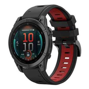 For Garmin Fenix E 47mm Sports Two Color 22mm Silicone Watch Band(Black+Red)