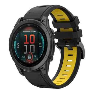 For Garmin Fenix E 47mm Sports Two Color 22mm Silicone Watch Band(Black+Yellow)