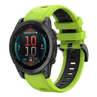 For Garmin Fenix E 47mm Sports Two Color 22mm Silicone Watch Band(Lime+Black)