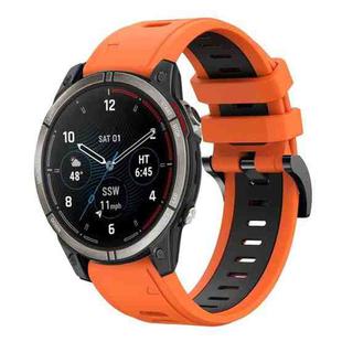 For Garmin Quatix 7 Pro Sports Two Color 22mm Silicone Watch Band(Orange+Black)