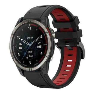 For Garmin Quatix 7 Pro Sports Two Color 22mm Silicone Watch Band(Black+Red)