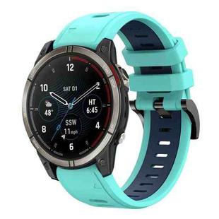 For Garmin Quatix 7 Sports Two Color 22mm Silicone Watch Band(Mint Green+Midnight Blue)