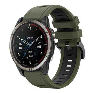 For Garmin Quatix 7 Sports Two Color 22mm Silicone Watch Band(Army Green+Black)