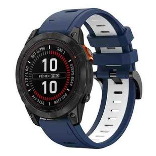 For Garmin Fenix 7 Pro 47mm Sports Two Color 22mm Silicone Watch Band(Midnight Blue+White)