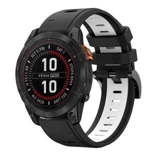 For Garmin Fenix 7 Pro 47mm Sports Two Color 22mm Silicone Watch Band(Black+White)