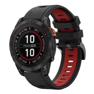 For Garmin Fenix 7 Pro 47mm Sports Two Color 22mm Silicone Watch Band(Black+Red)