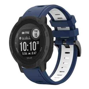 For Garmin  Instinct 2 Solar Sports Two Color 22mm Silicone Watch Band(Midnight Blue+White)