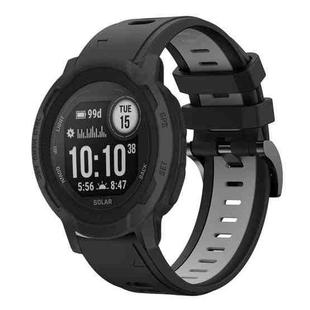 For Garmin  Instinct 2 Solar Sports Two Color 22mm Silicone Watch Band(Black+Grey)