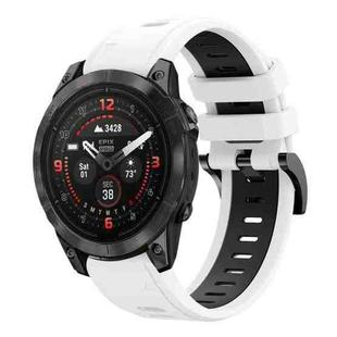 For Garmin Epix Pro 47mm Sports Two Color 22mm Silicone Watch Band(White+Back)