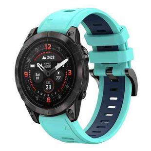 For Garmin Epix Pro 47mm Sports Two Color 22mm Silicone Watch Band(Mint Green+Midnight Blue)