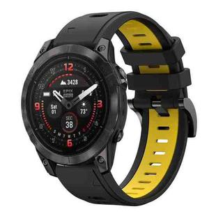 For Garmin Epix Pro 47mm Sports Two Color 22mm Silicone Watch Band(Black+Yellow)