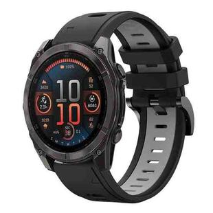 For Garmin Fenix 8 AMOLED 51mm Sports Two Color 26mm Silicone Watch Band(Black+Grey)