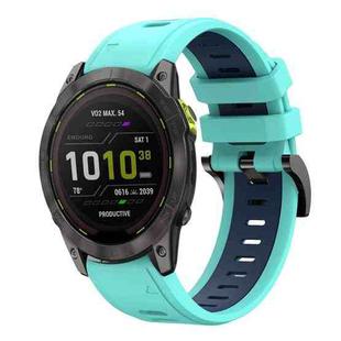 For Garmin Enduro 3 Sports Two Color 26mm Silicone Watch Band(Mint Green+Midnight Blue)