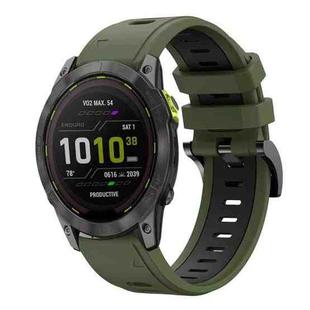 For Garmin Enduro 3 Sports Two Color 26mm Silicone Watch Band(Army Green+Black)