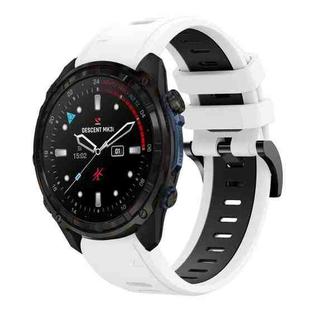 For Garmin Descent Mk3i  51mm Sports Two Color 26mm Silicone Watch Band(White+Back)