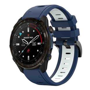 For Garmin Descent Mk3i  51mm Sports Two Color 26mm Silicone Watch Band(Midnight Blue+White)