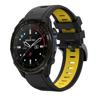 For Garmin Descent Mk3i  51mm Sports Two Color 26mm Silicone Watch Band(Black+Yellow)