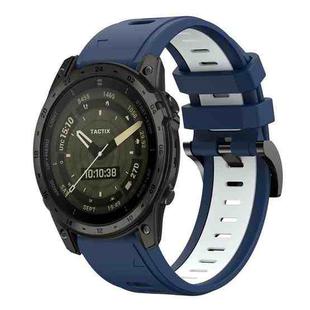 For Garmin Tactix 7 AMOLED Sports Two Color 26mm Silicone Watch Band(Midnight Blue+White)