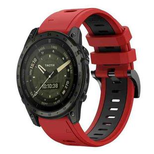 For Garmin Tactix 7 AMOLED Sports Two Color 26mm Silicone Watch Band(Red+Black)