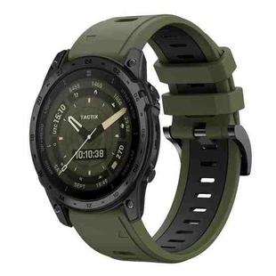 For Garmin Tactix 7 AMOLED Sports Two Color 26mm Silicone Watch Band(Army Green+Black)