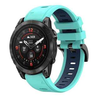 For Garmin Epix Pro 51mm Sports Two Color 26mm Silicone Watch Band(Mint Green+Midnight Blue)