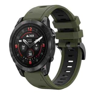 For Garmin Epix Pro 51mm Sports Two Color 26mm Silicone Watch Band(Army Green+Black)